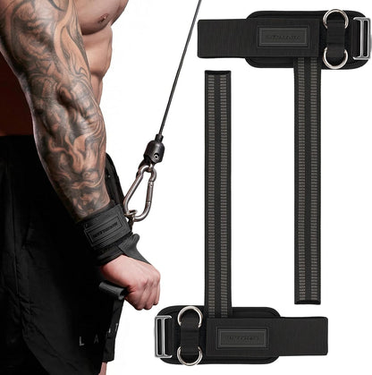 💪 2-in-1 Weight Lifting Wrist Straps with Dual D-Rings for Gym & Cable Training