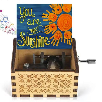 Hand-Crank Wooden Music Box: Plays “You Are My Sunshine”