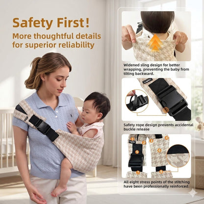 Stylish Houndstooth Side-Carry Baby Carrier
