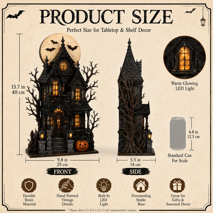 Lighted Halloween Haunted House & Character Figurine Collection