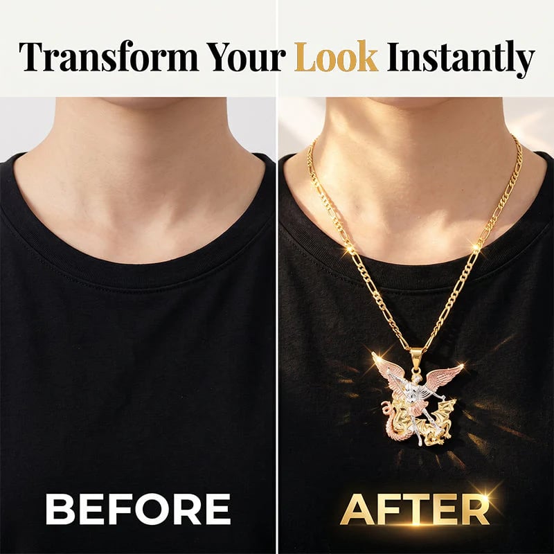 🎁2026 New Arrivals 50% OFF💥Tri-Tone Angel Guardian Pendant Necklace – Elegant & symbolic – Perfect for daily wear or gifting – delicate and meaningful ✨💛🪽