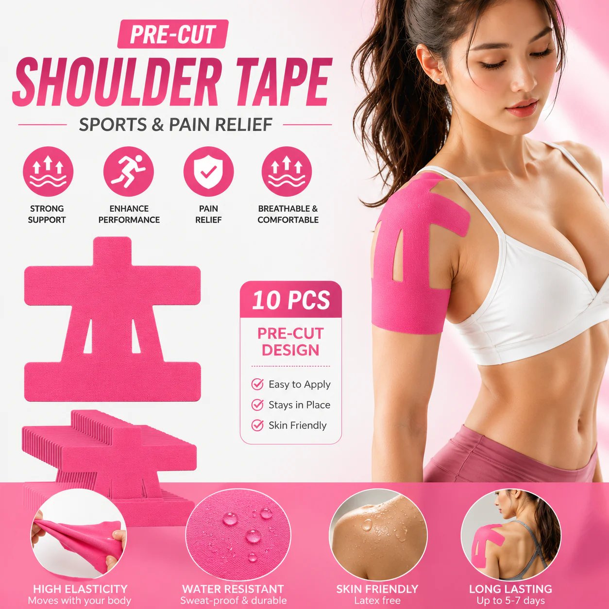 🔥 LAST DAY 50% OFF – FDA-Registered Fast-Acting Shoulder & Knee Pain Relief Tape 💪🏃 Breathable & Sweatproof • Latex-Free🛡