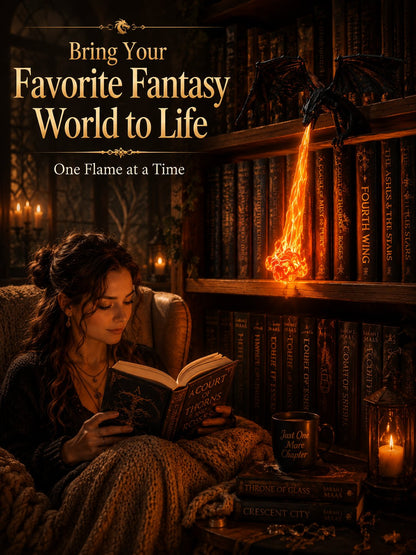 Fire-Breathing Dragon LED Sculpture | Fantasy Bookshelf & Desk Decor