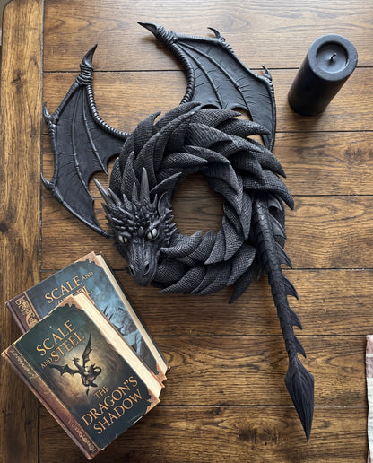 🐉 Gothic Dragon Wreath Front Door Decor