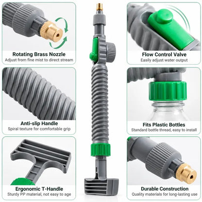 🌿 Bottle Mount Manual Sprayer Nozzle | Adjustable Brass Spray Head For Garden & Houseplant Care