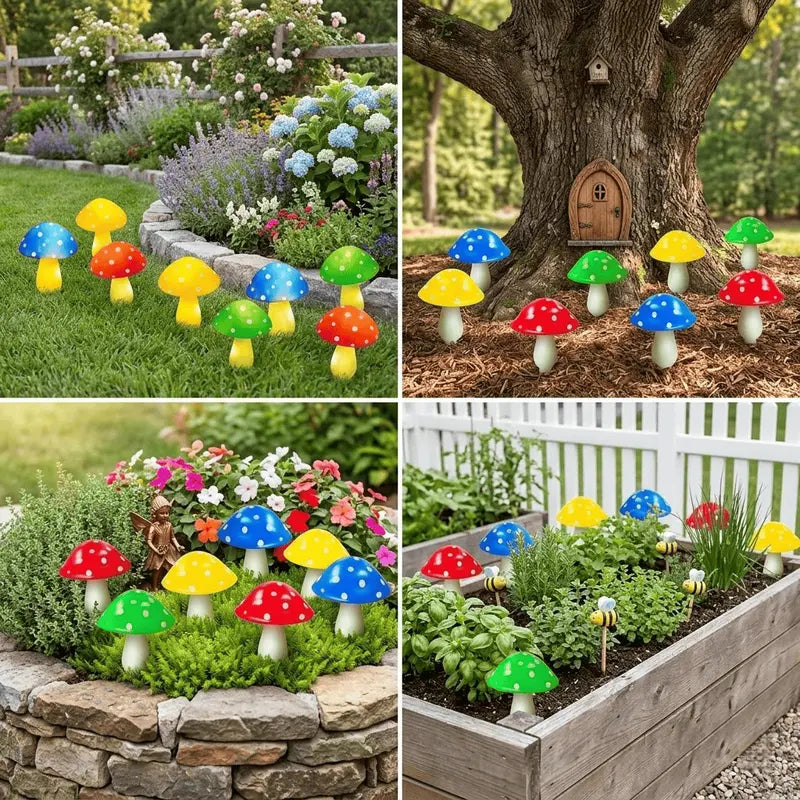 8 Pcs Solar Powered Mushroom Shaped Garden Light