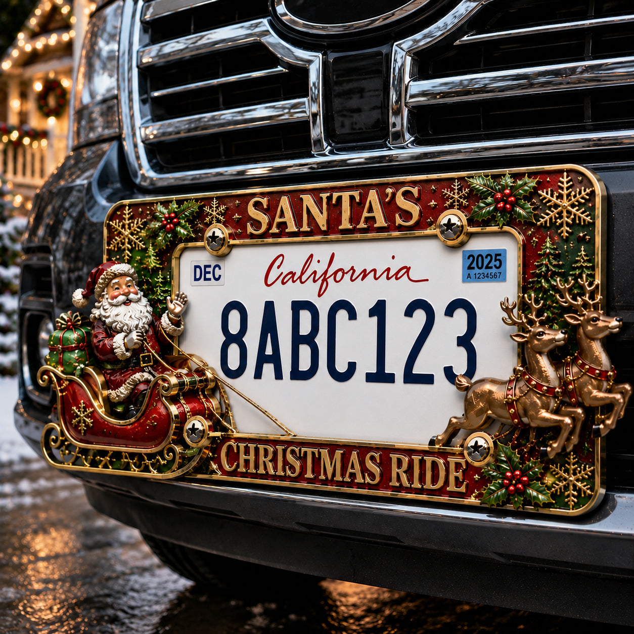 🎄Christmas License Plate Frame – Festive Style for Every Ride