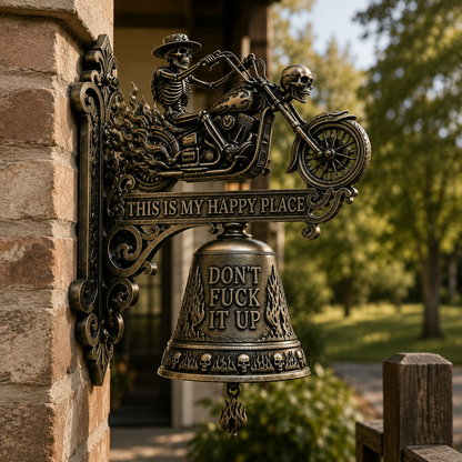 💀🏍️ Skeleton Biker Bell – Ride Hard. Live Free. Ring Loud.