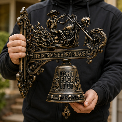 💀🏍️ Skeleton Biker Bell – Ride Hard. Live Free. Ring Loud.