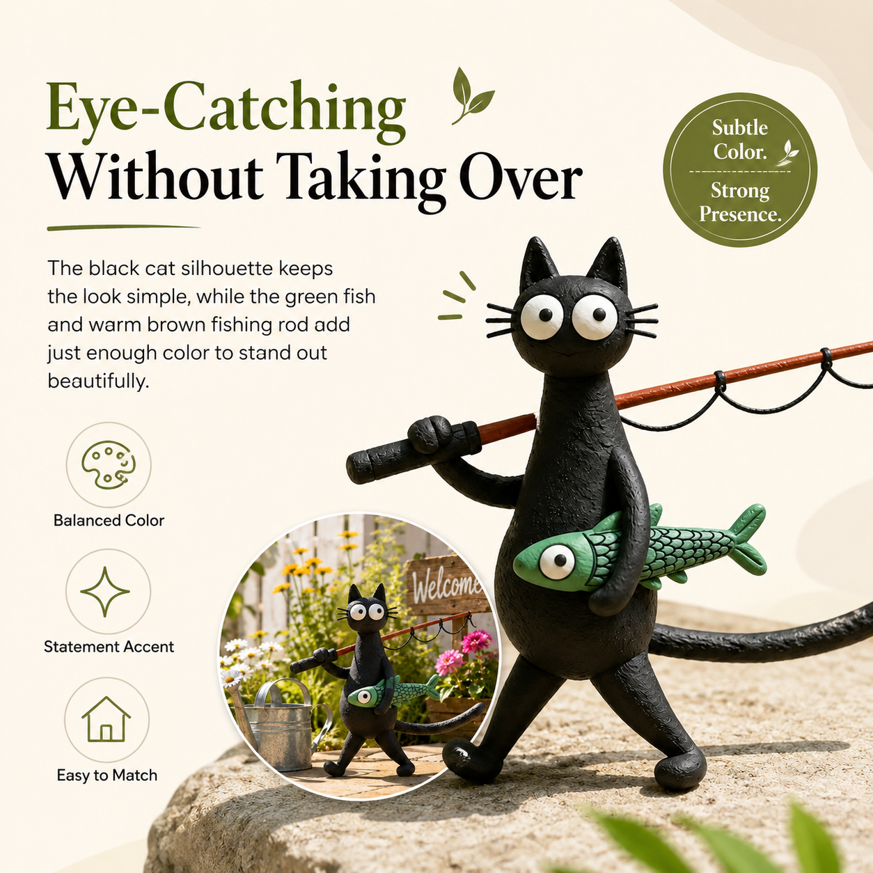 🐱🎣 Whimsical Fishing Cat Figurine – A Catch of Pure Charm