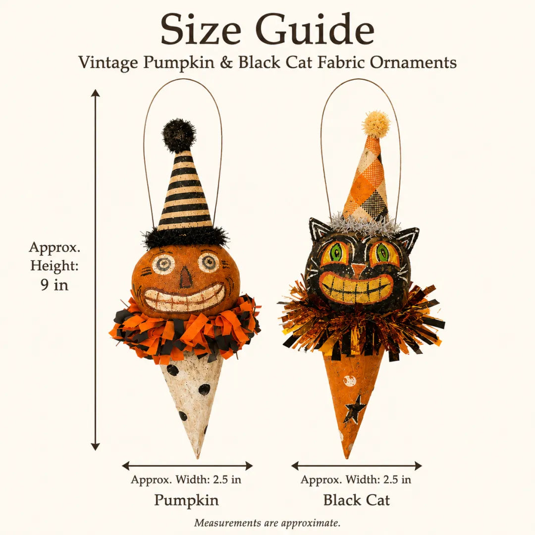 🎃Vintage Pumpkin & Black Cat Ornament🐱