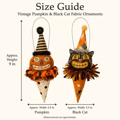 🎃Vintage Pumpkin & Black Cat Ornament🐱