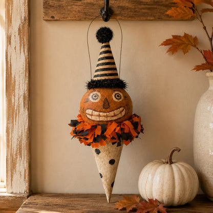🎃Vintage Pumpkin & Black Cat Ornament🐱
