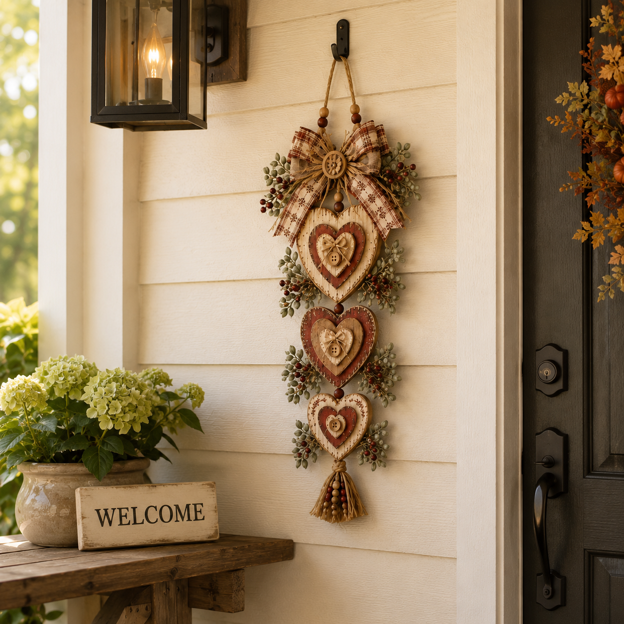 Vintage Farmhouse Layered Heart Wall Hanging