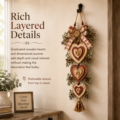 Vintage Farmhouse Layered Heart Wall Hanging