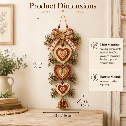 Vintage Farmhouse Layered Heart Wall Hanging
