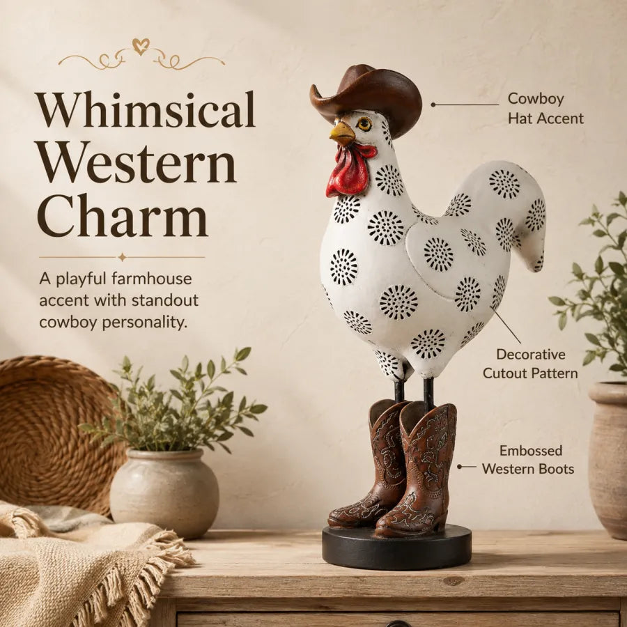 🤎Vintage Cowboy Rooster Sculpture