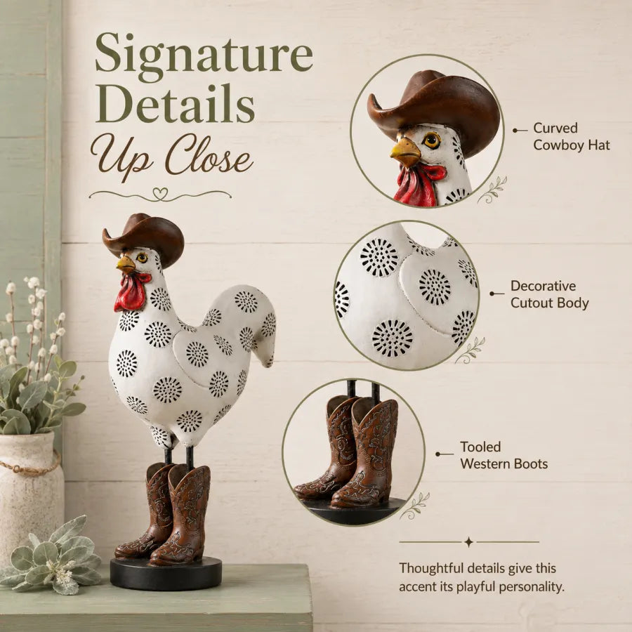 🤎Vintage Cowboy Rooster Sculpture