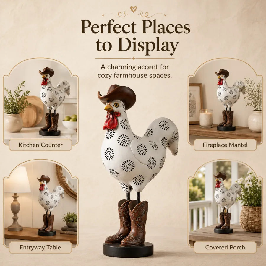🤎Vintage Cowboy Rooster Sculpture