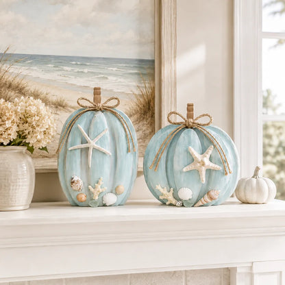 🌊Coastal Wooden Starfish Pumpkin Decor, Set of 2