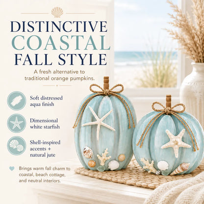🌊Coastal Wooden Starfish Pumpkin Decor, Set of 2