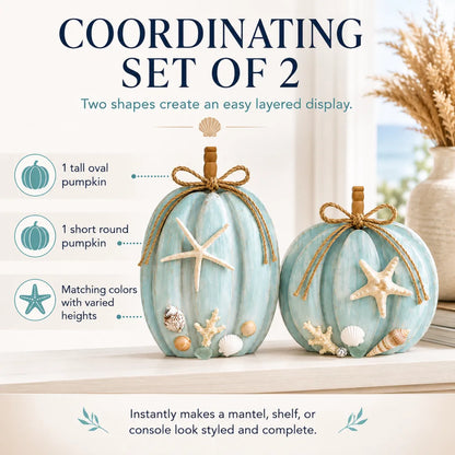 🌊Coastal Wooden Starfish Pumpkin Decor, Set of 2