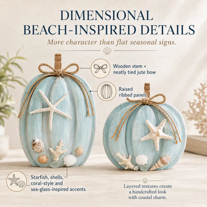 🌊Coastal Wooden Starfish Pumpkin Decor, Set of 2