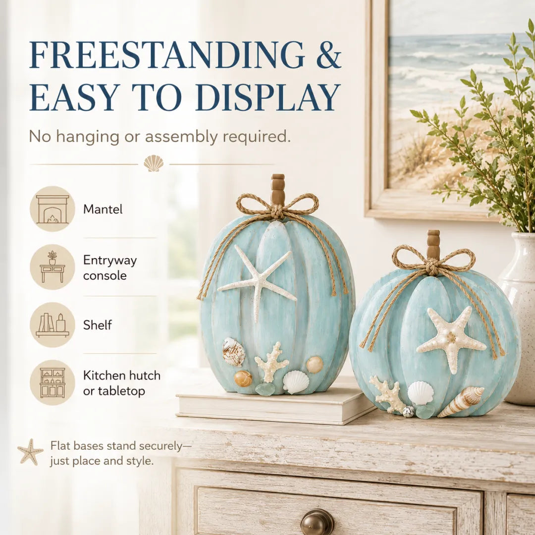 🌊Coastal Wooden Starfish Pumpkin Decor, Set of 2