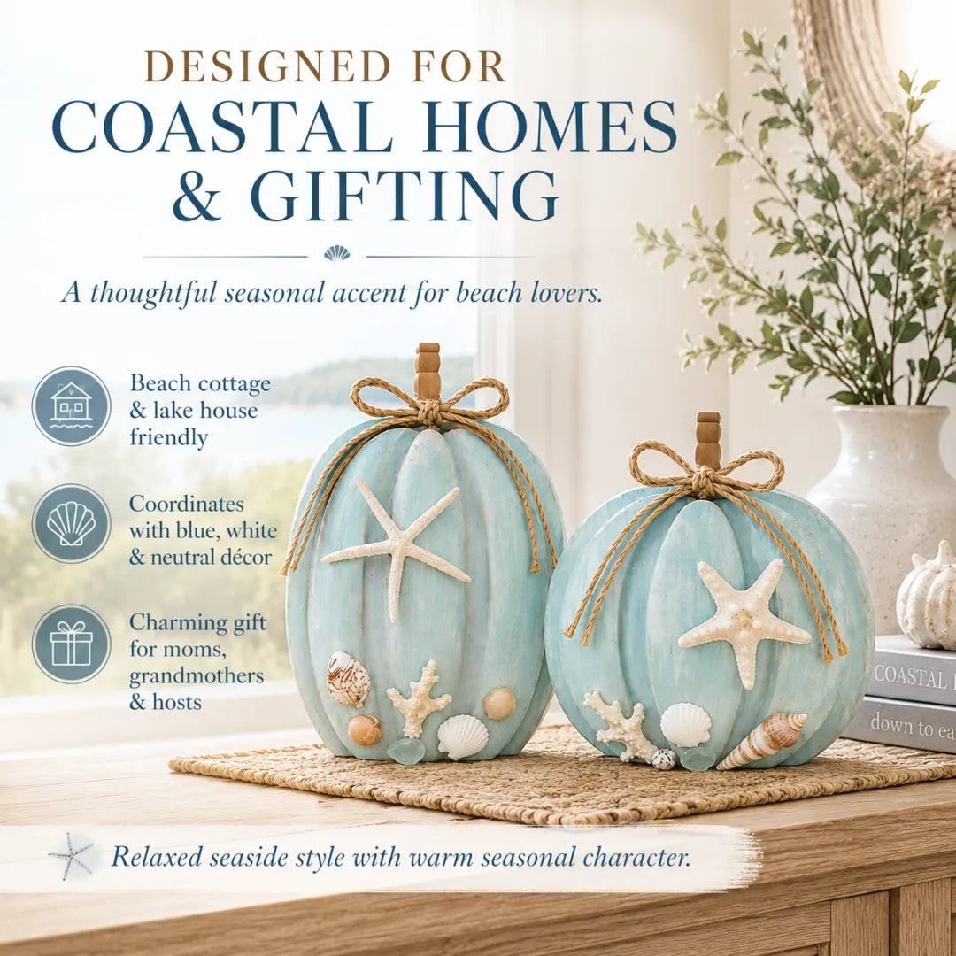 🌊Coastal Wooden Starfish Pumpkin Decor, Set of 2