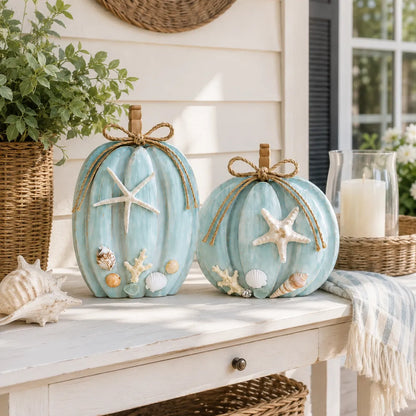 🌊Coastal Wooden Starfish Pumpkin Decor, Set of 2