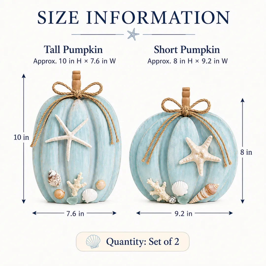 🌊Coastal Wooden Starfish Pumpkin Decor, Set of 2