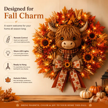 🍂🎃Autumn Retro Patchwork Pumpkin Door Hanging with Lights
