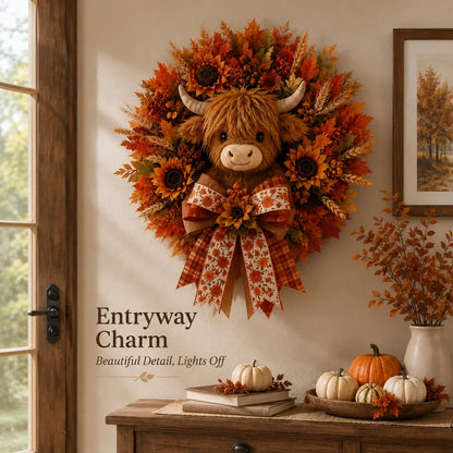 🍂🎃Autumn Retro Patchwork Pumpkin Door Hanging with Lights
