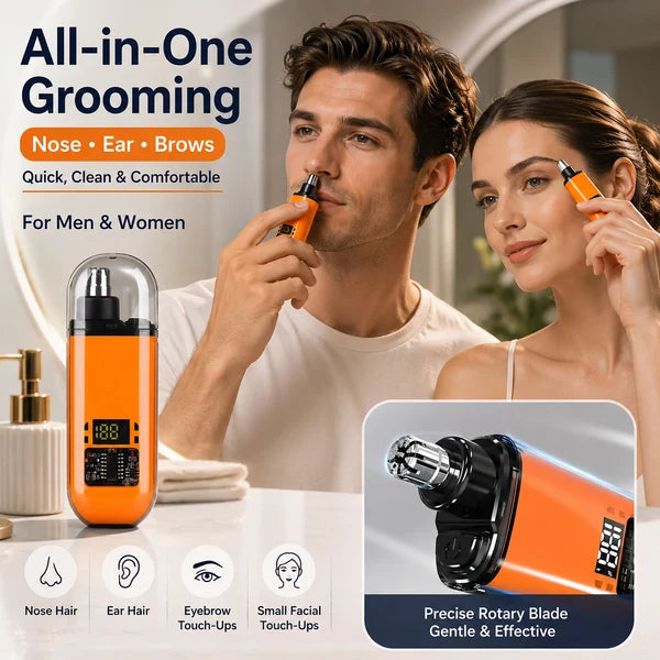 Professional LED Display Nose & Ear Trimmer, Painless Travel Gifts for Men Women.