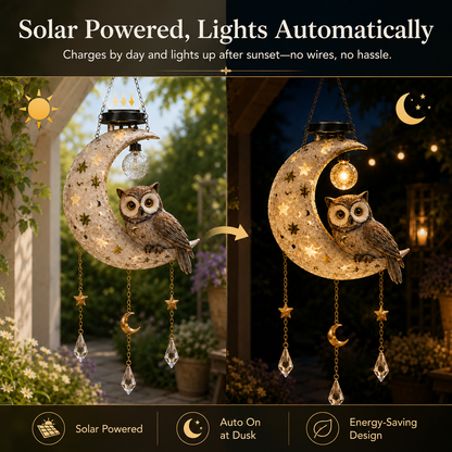 Solar Owl Moon Garden Light