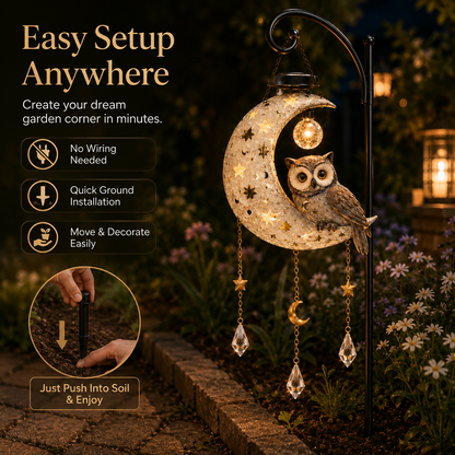 Solar Owl Moon Garden Light