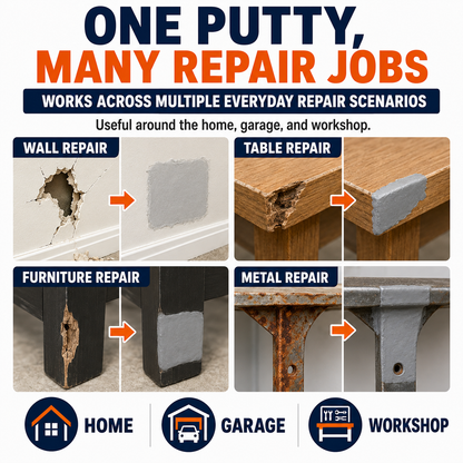 Steel Reinforced Epoxy Repair Putty for Metal Wood Concrete and PVC🛒