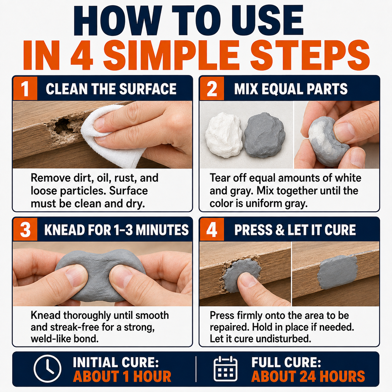 Steel Reinforced Epoxy Repair Putty for Metal Wood Concrete and PVC🛒