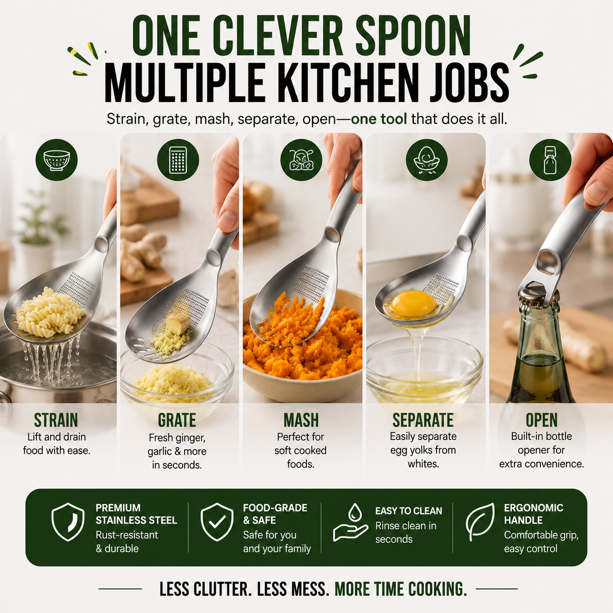 🥄304 Stainless Steel Multifunctional Kitchen Spoon
