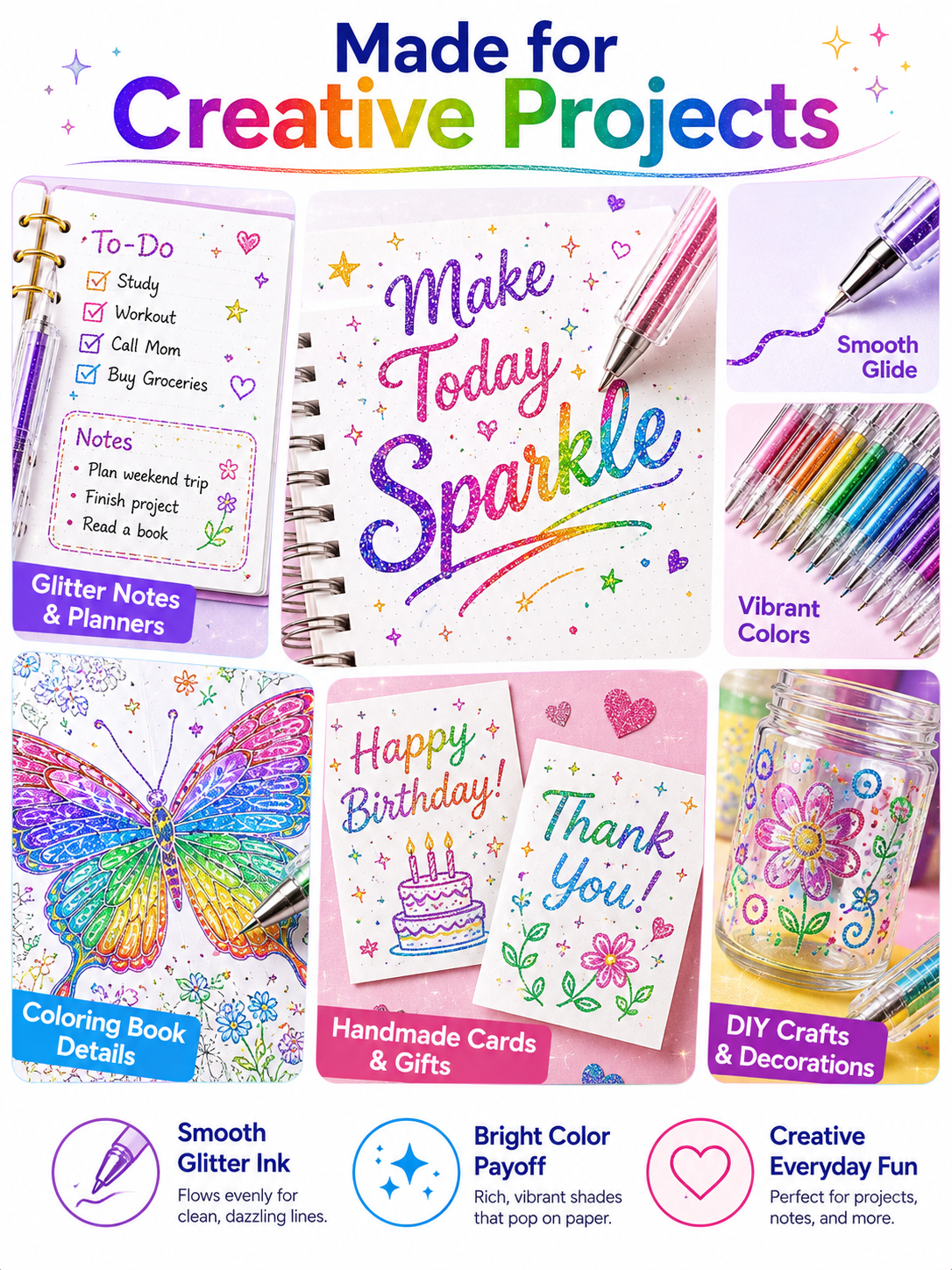 ✨ Sparkle Deal Vibrant Glitter Gel Pens for Coloring, Drawing & Creative Fun
