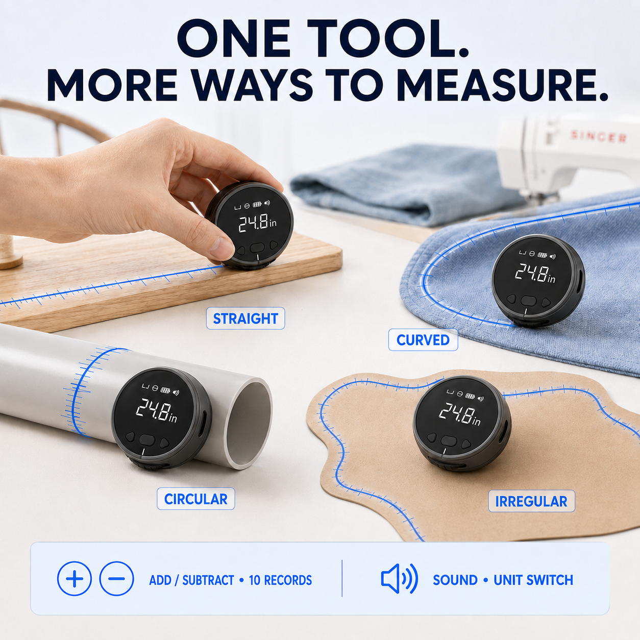 📏 8-in-1 Digital Rolling Tape Measure for Curves, Straight Lines & Irregular Surfaces ✨