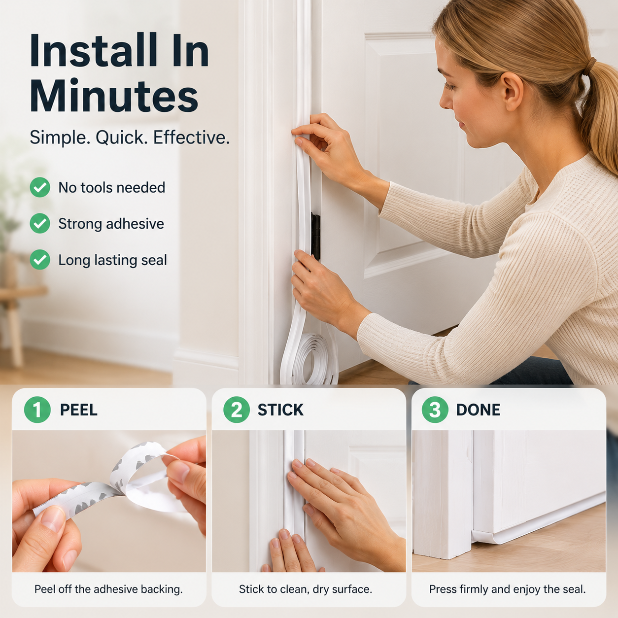 🚪 Self-Adhesive Door Draft Seal Strip | Block Drafts & Dust