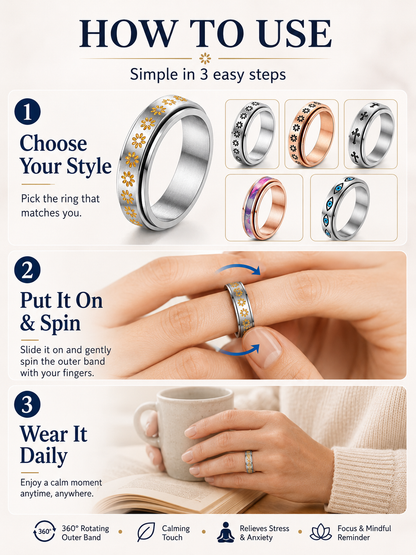 💖 Inspirational Gift ✨ 925 Silver-Plated Christian Spinner Ring with Psalm 46:5 & Holy Cross 🙏