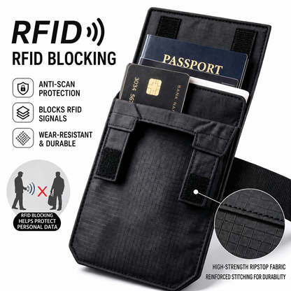 Hidden RFID-Blocking Travel Wallet