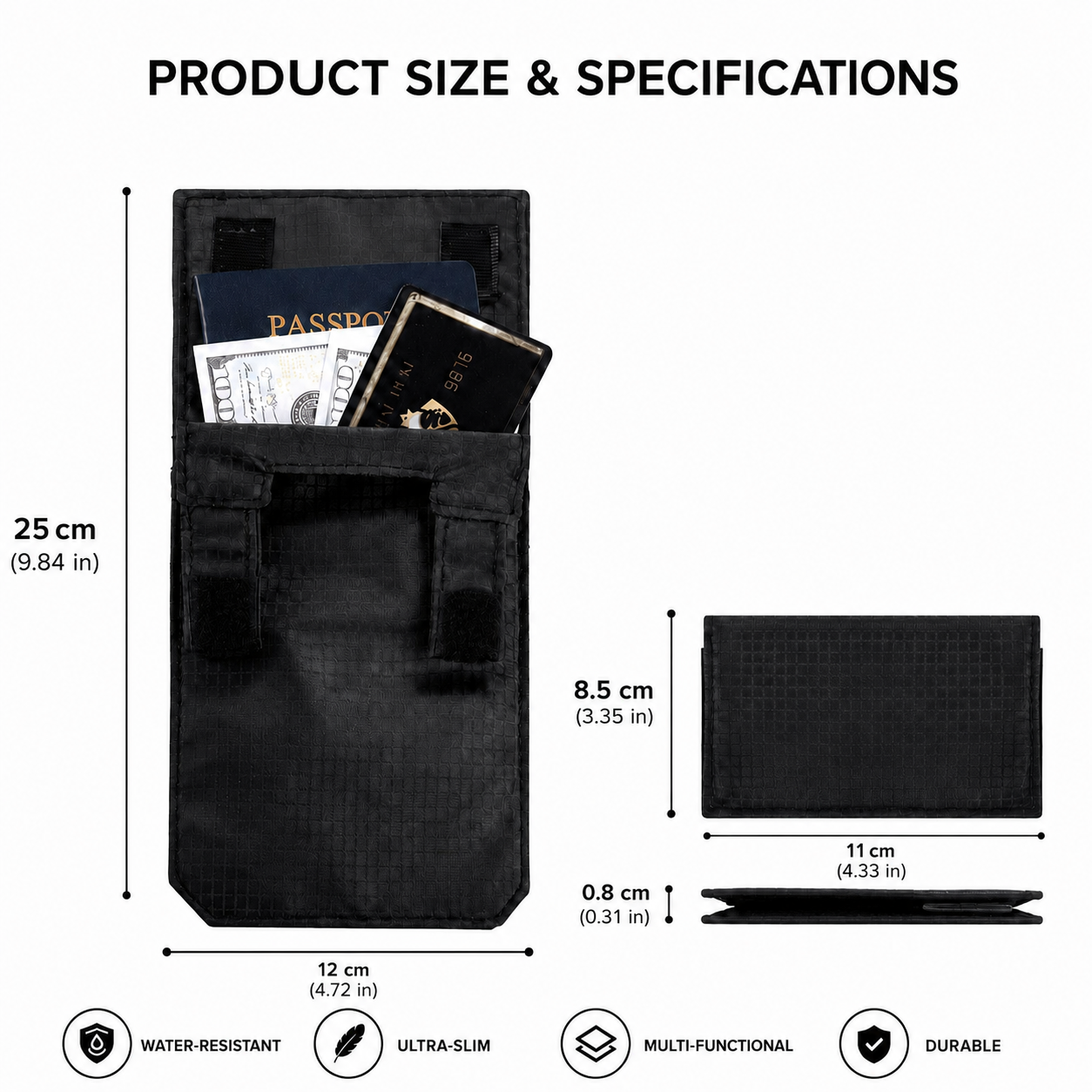 Hidden RFID-Blocking Travel Wallet