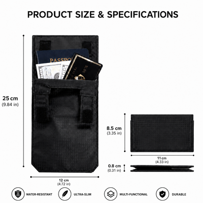 Hidden RFID-Blocking Travel Wallet