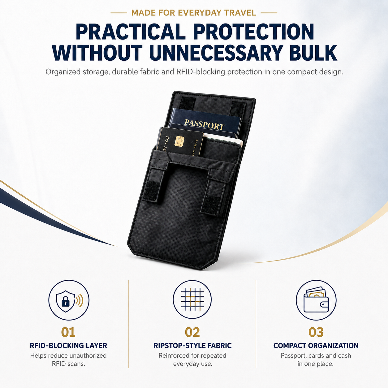 Hidden RFID-Blocking Travel Wallet