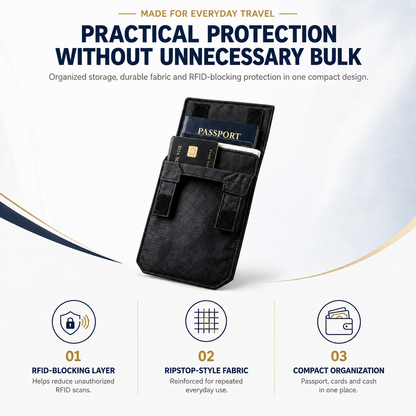Hidden RFID-Blocking Travel Wallet