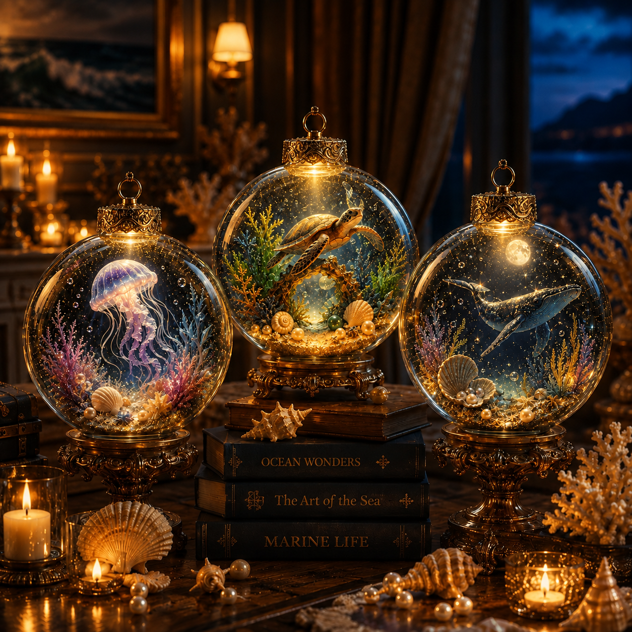 🌊✨Ocean Series Illuminated 3D Model Decorations