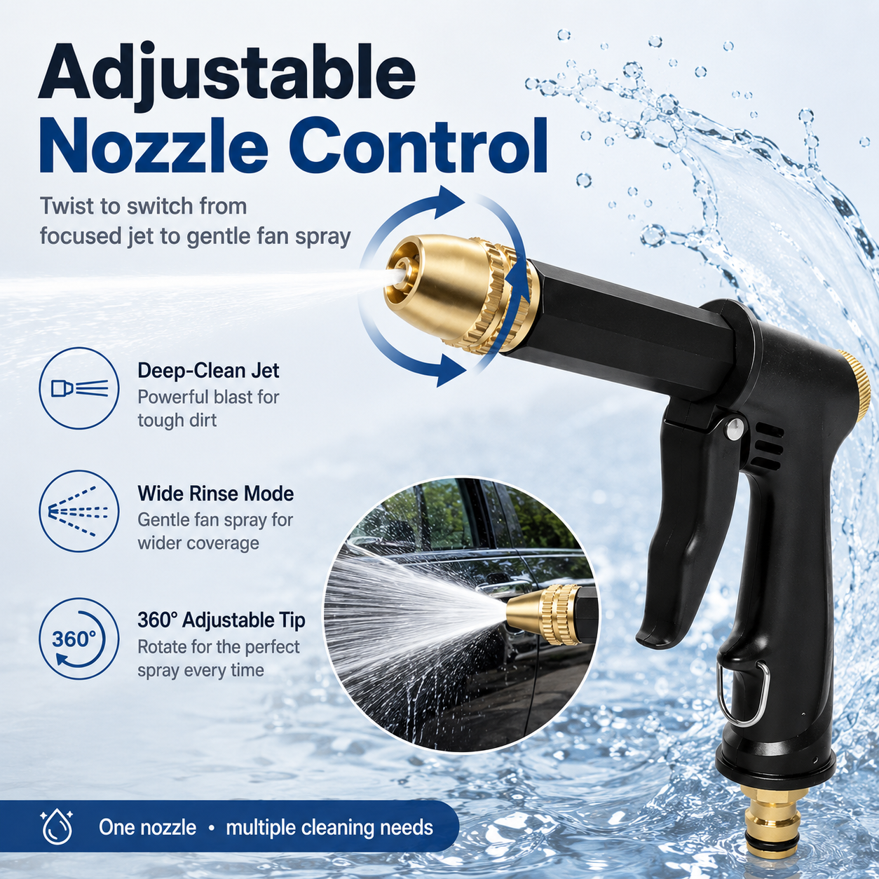 💦 Portable High-Pressure Sprayer – Adjustable Nozzle for Car & Garden